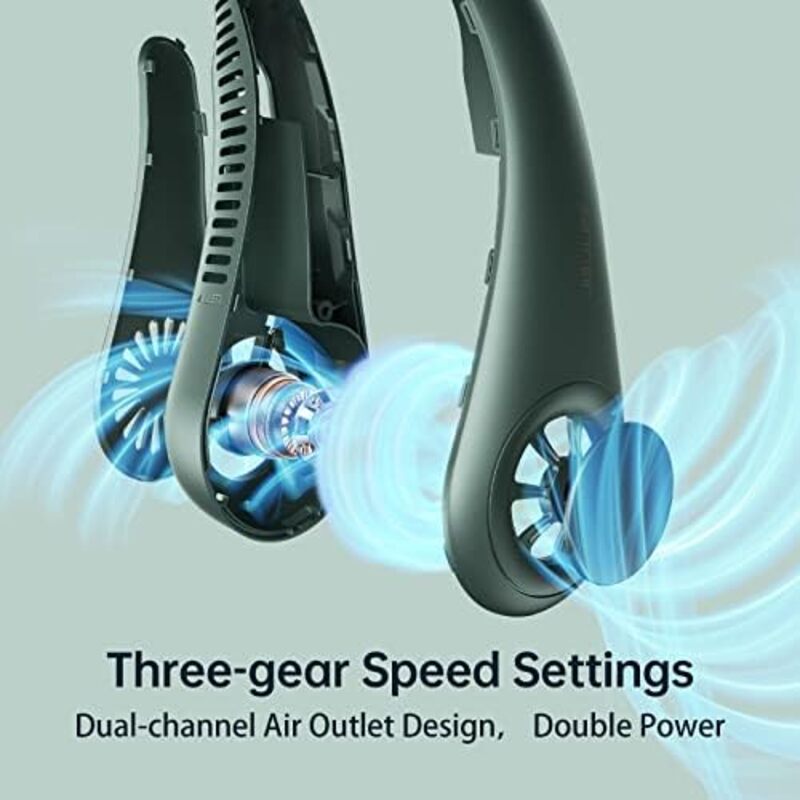 Rechargeable Portable Neck Fan, 5 Speeds, 4000 mAh Battery