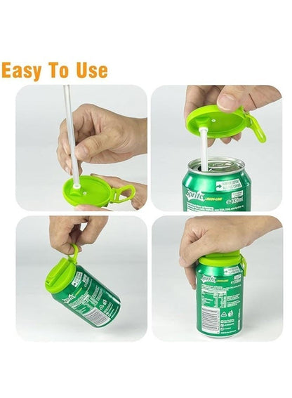 Grey Soda Can Lid with Straw – Reusable BPA-Free Drink Cover