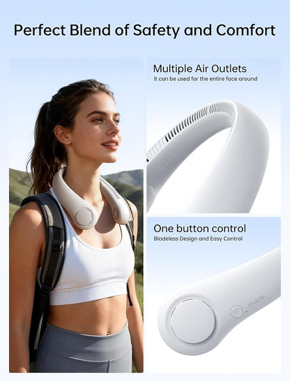 Rechargeable Portable Neck Fan, 5 Speeds, 4000 mAh Battery