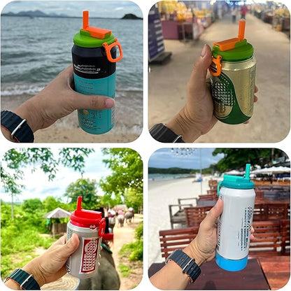 Grey Soda Can Lid with Straw – Reusable BPA-Free Drink Cover