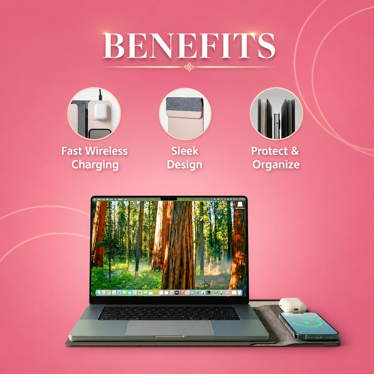 4 in 1 Wiresless Charging Laptop Sleeve
