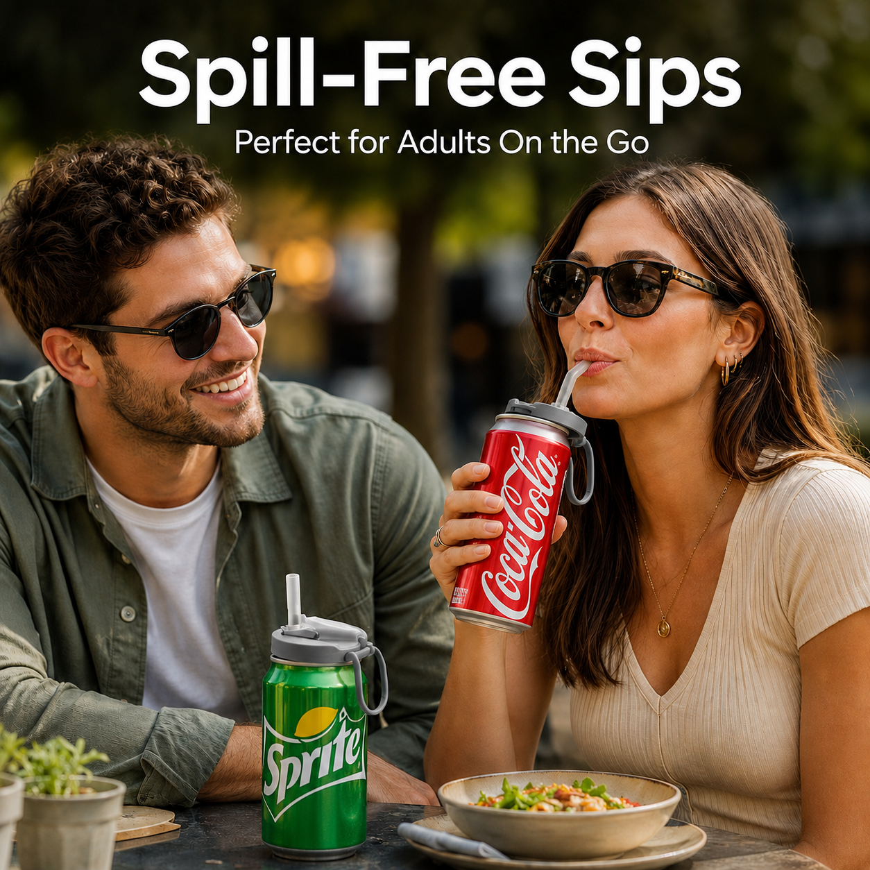 Grey Soda Can Lid with Straw – Reusable BPA-Free Drink Cover
