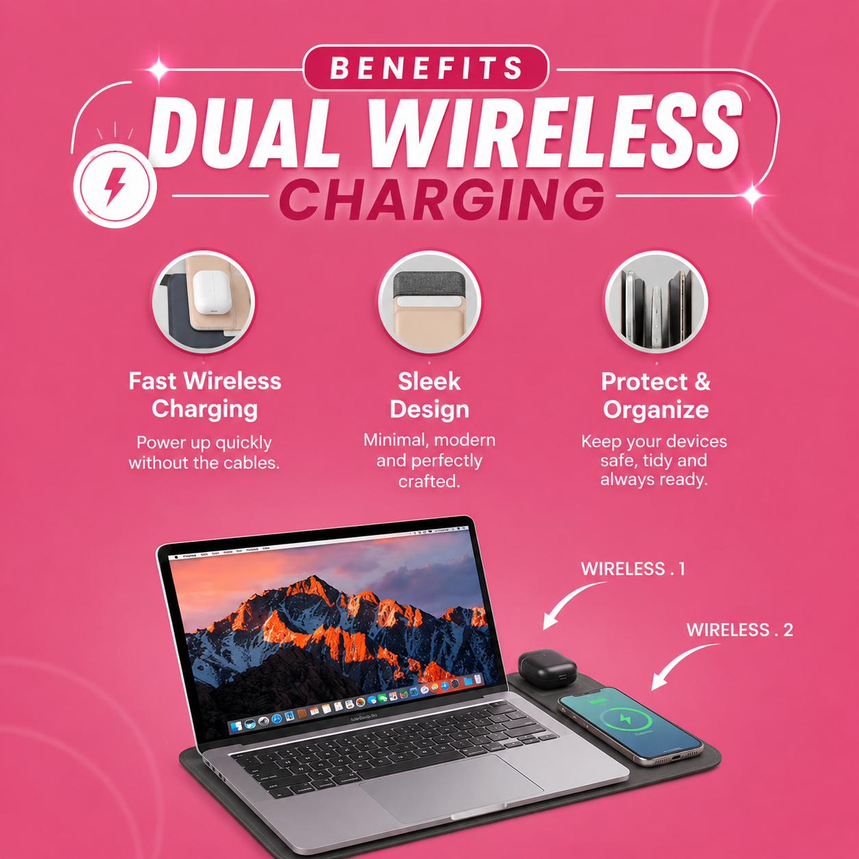 4 in 1 Wiresless Charging Laptop Sleeve